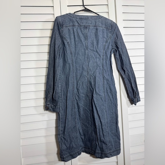 Boden Womens Denim Chambray Long Sleeve Button Down Dress w Front Pockets US 10L - Picture 6 of 7